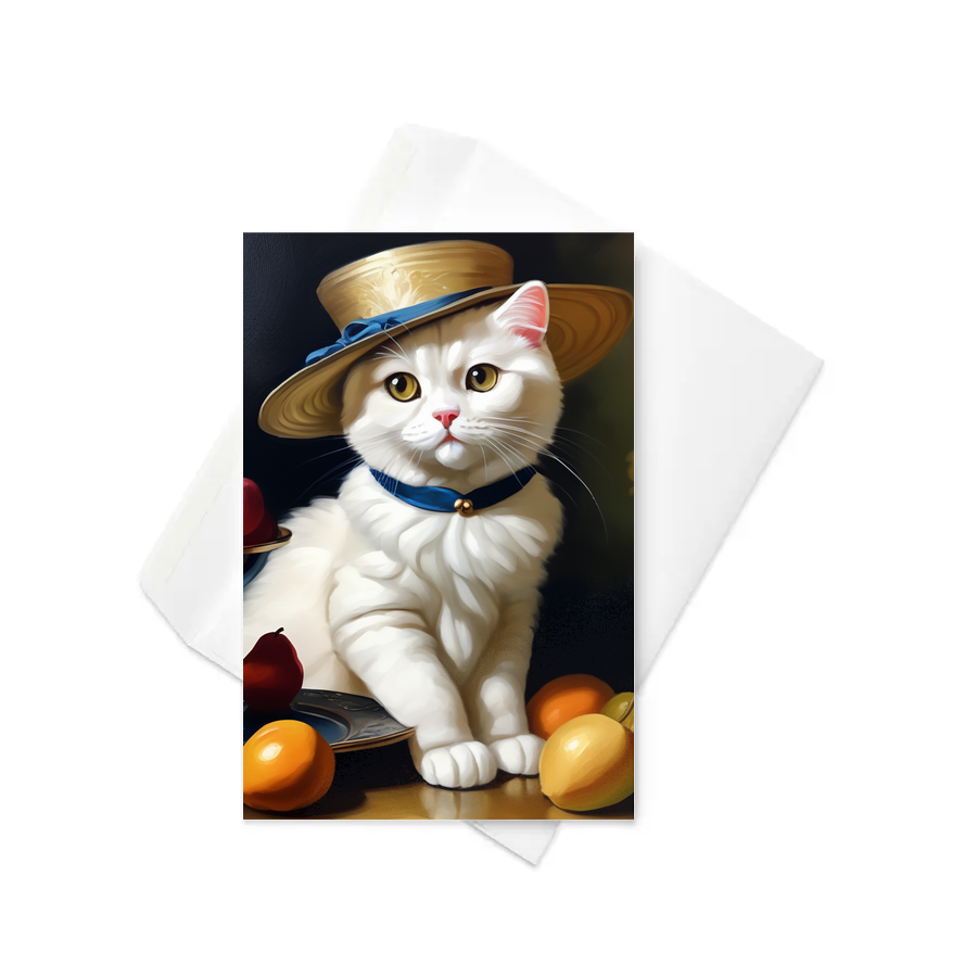 PugMug Custom White Scottish Fold Cat Greeting Card