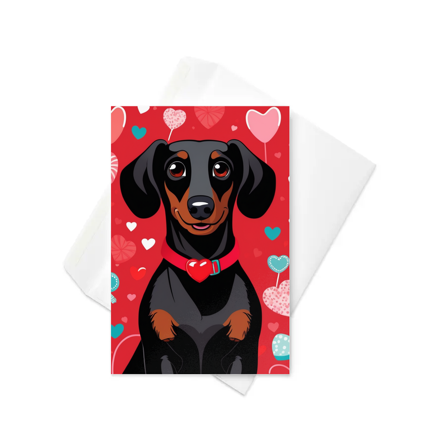 PugMug Custom Black Dachshund Greeting Card
