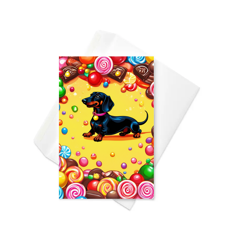 PugMug Custom Black Dachshund Greeting Card
