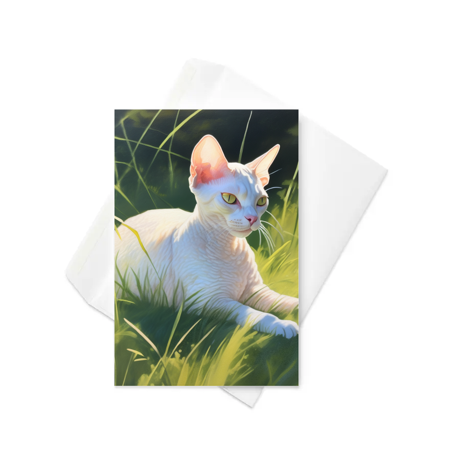 PugMug Custom White Devon Rex Cat Greeting Card
