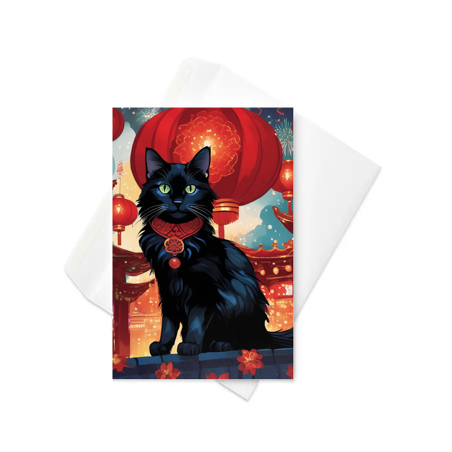PugMug Custom Black Ragdoll Cat Greeting Card