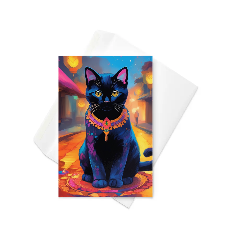 PugMug Custom Black Exotic Cat Greeting Card