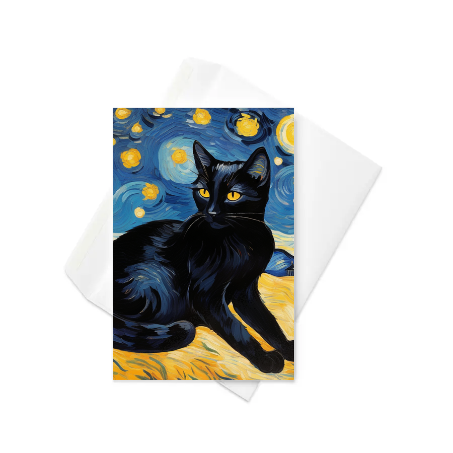 PugMug Custom Black Companion Cat Greeting Card