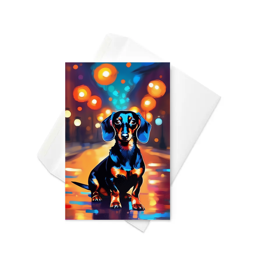 PugMug Custom Black Dachshund Greeting Card