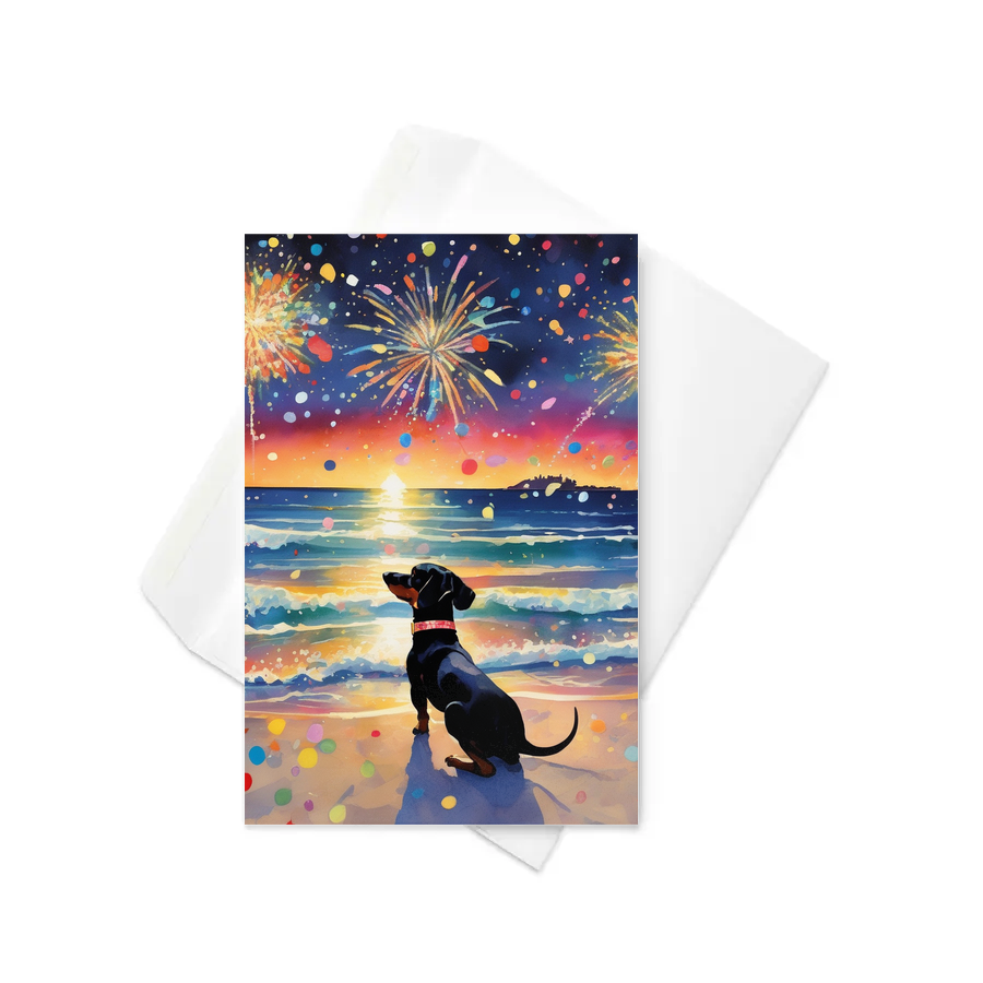 PugMug Custom Black Dachshund Greeting Card