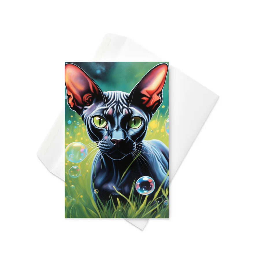 PugMug Custom Black Sphynx Cat Greeting Card