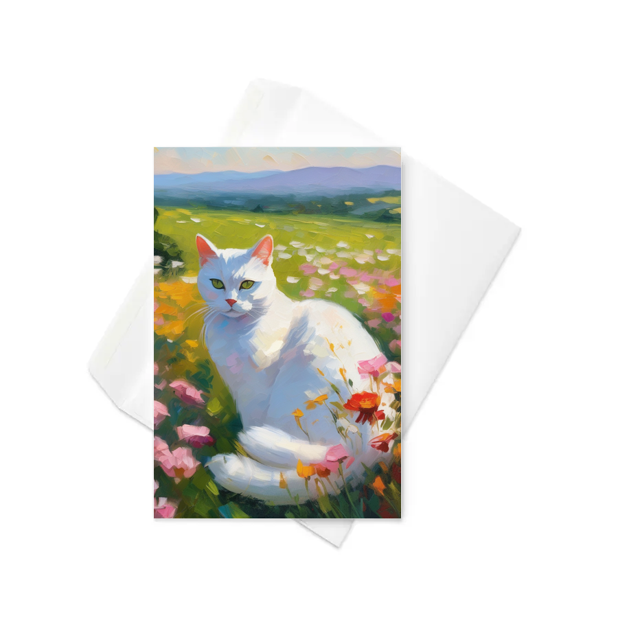 PugMug Custom White American Shorthair Cat Greeting Card