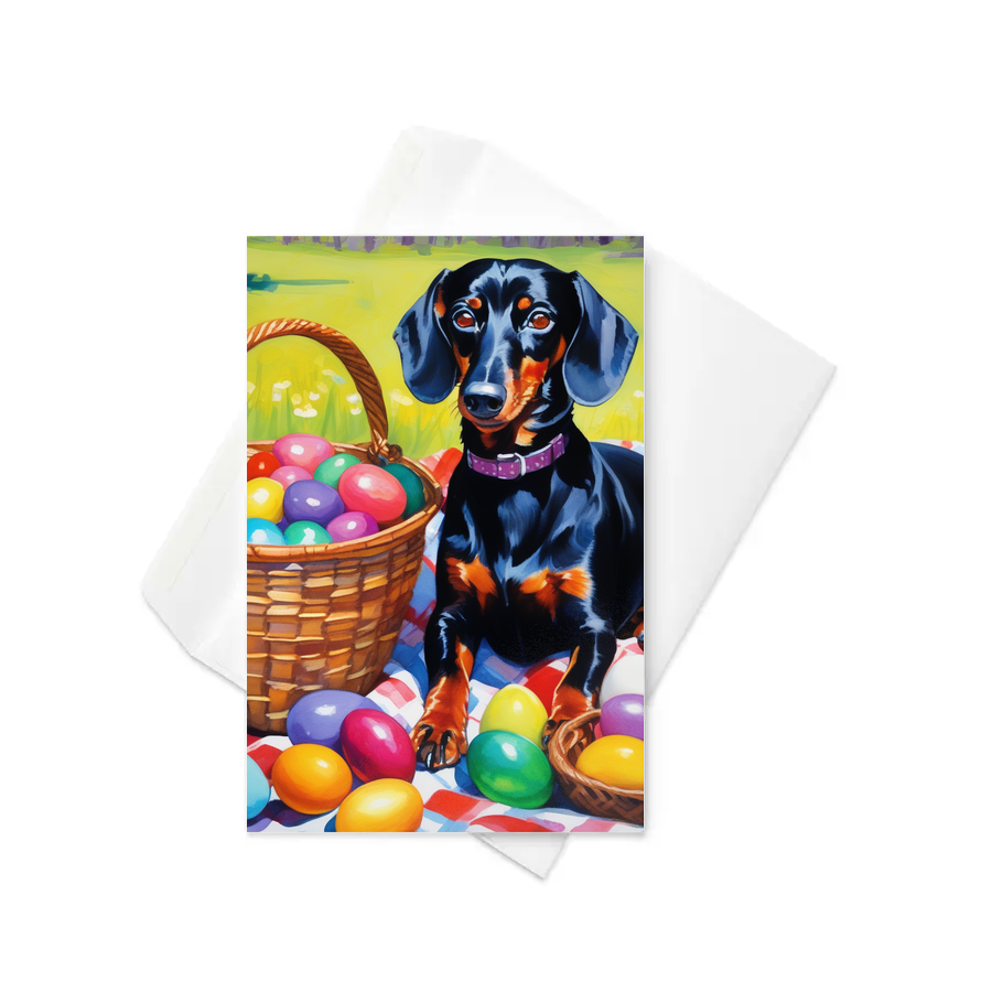 PugMug Custom Black Dachshund Greeting Card
