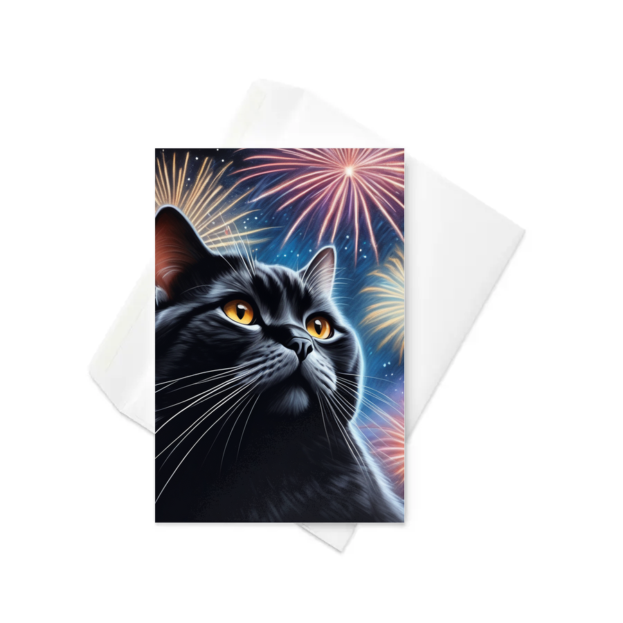 PugMug Custom Black British Shorthair Cat Greeting Card
