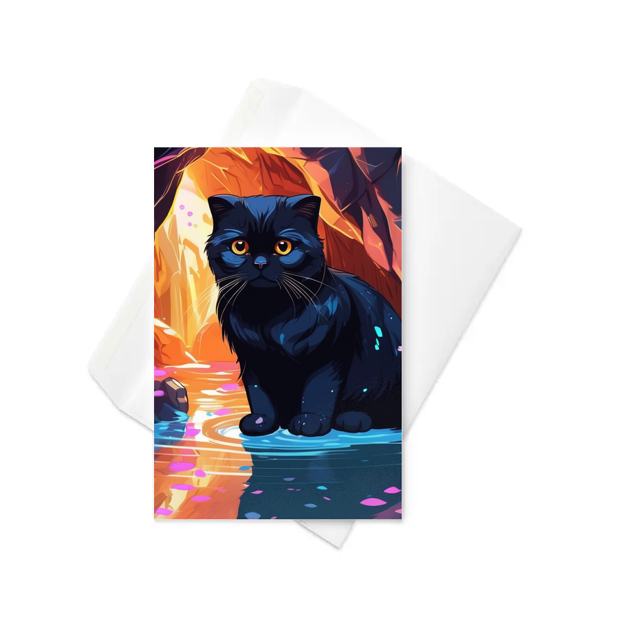 PugMug Custom Black Scottish Fold Cat Greeting Card