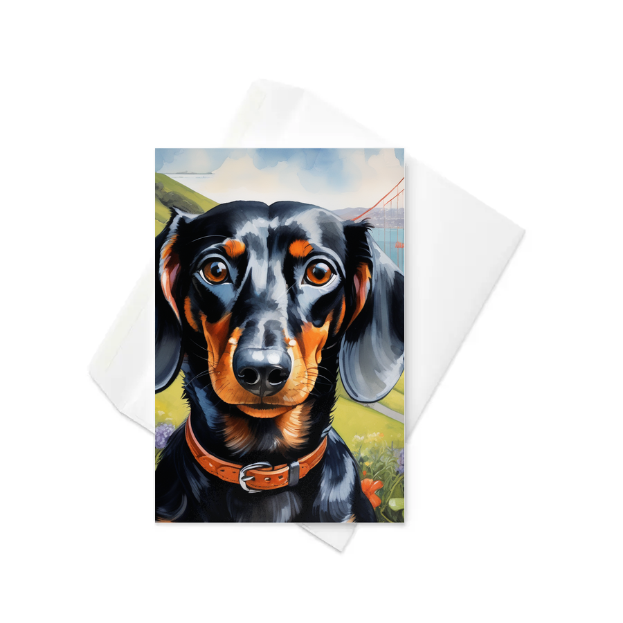 PugMug Custom Black Dachshund Greeting Card