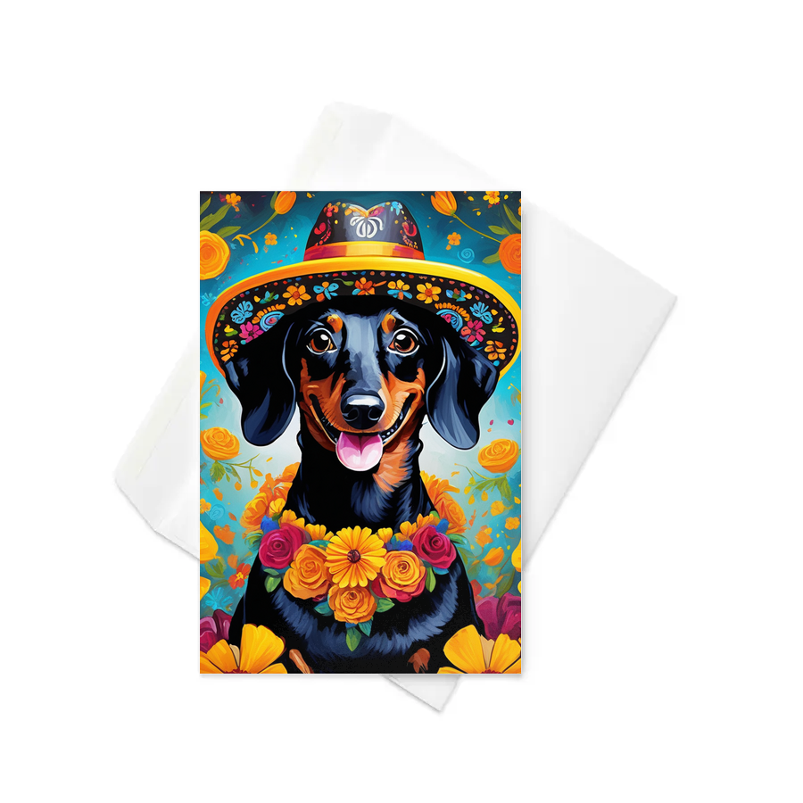 PugMug Custom Black Dachshund Greeting Card