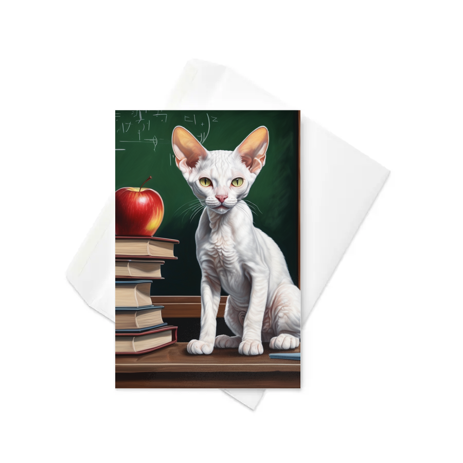 PugMug Custom White Devon Rex Cat Greeting Card