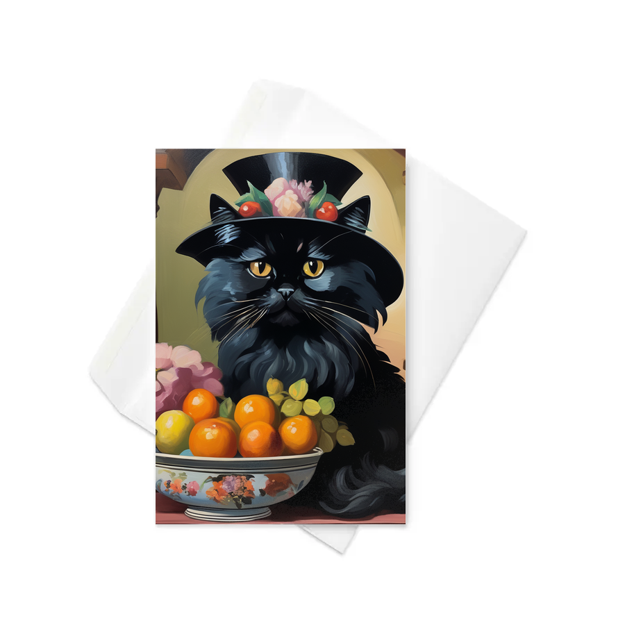PugMug Custom Black Persian Cat Greeting Card