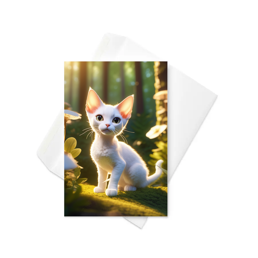 PugMug Custom White Devon Rex Cat Greeting Card