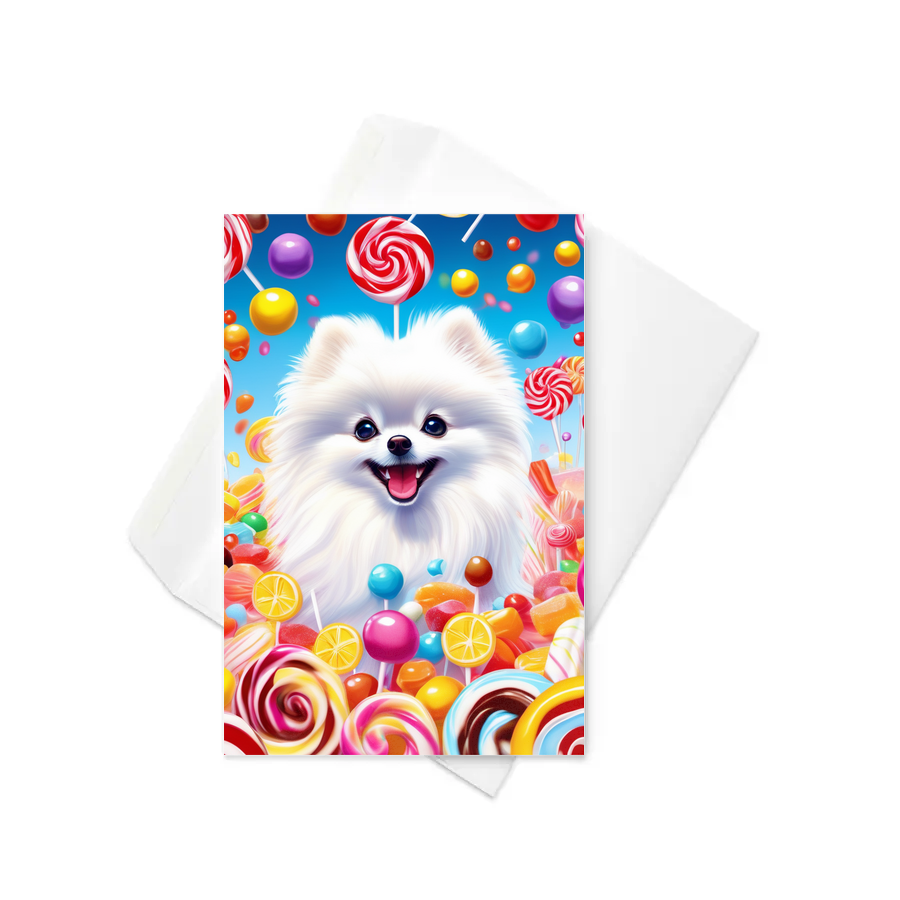 PugMug Custom White Pomeranian Greeting Card