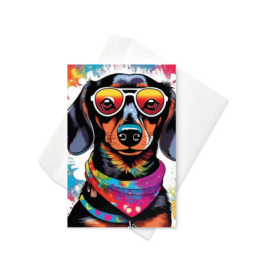 PugMug Custom Black Dachshund Greeting Card
