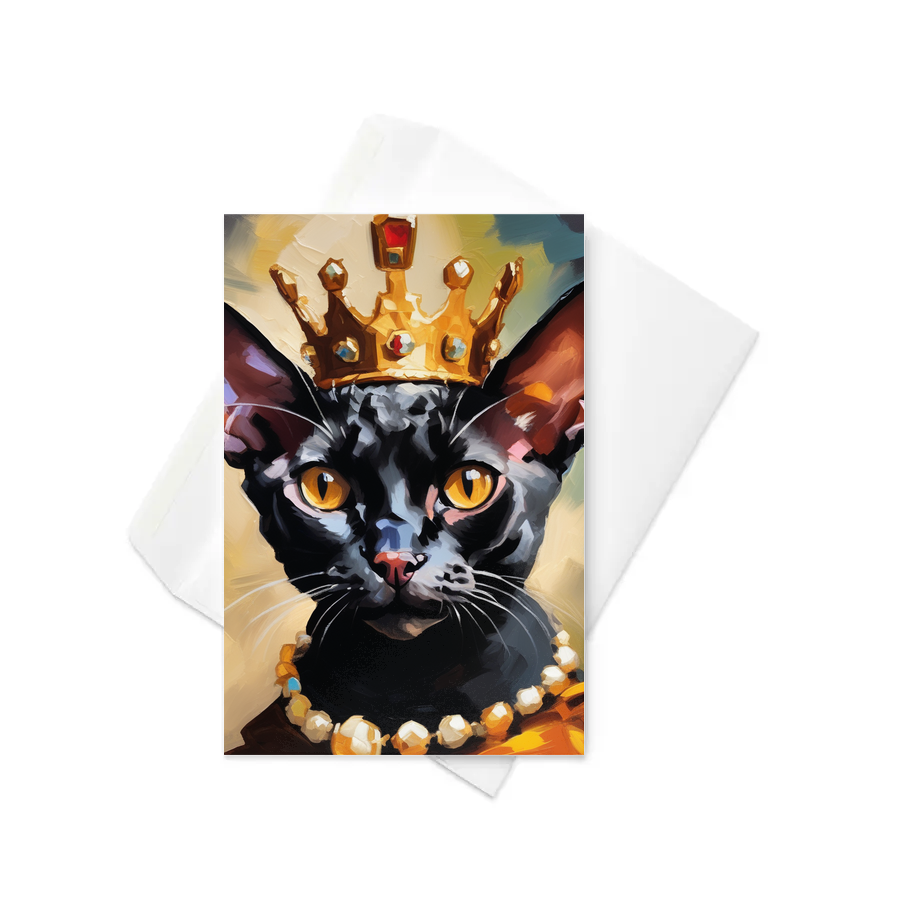 PugMug Custom Black Devon Rex Cat Greeting Card