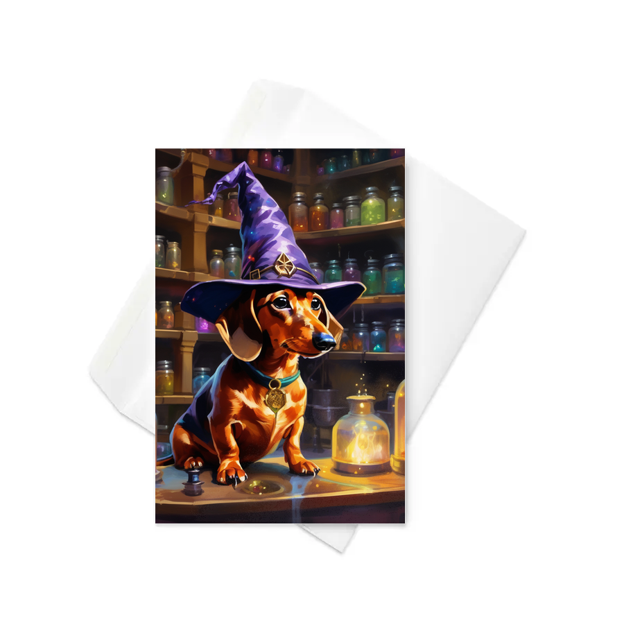 PugMug Custom Tan Dachshund Greeting Card