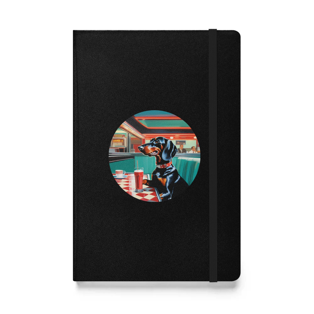 PugMug Custom Black Dachshund Hardcover Bound Notebook