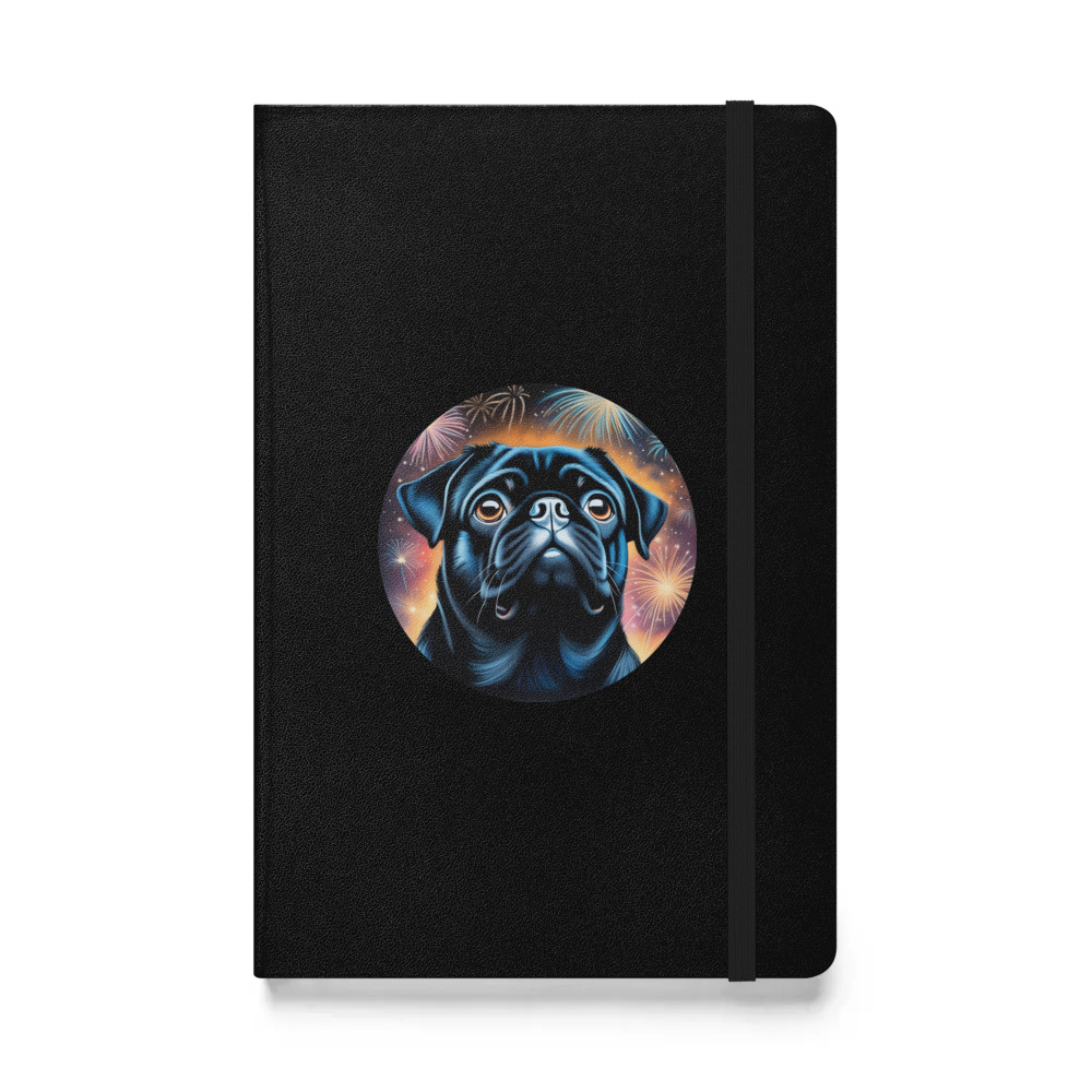PugMug Custom Black Pug Hardcover Bound Notebook