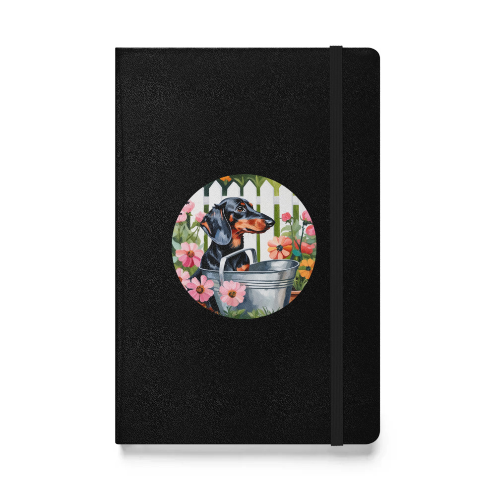 PugMug Custom Black Dachshund Hardcover Bound Notebook
