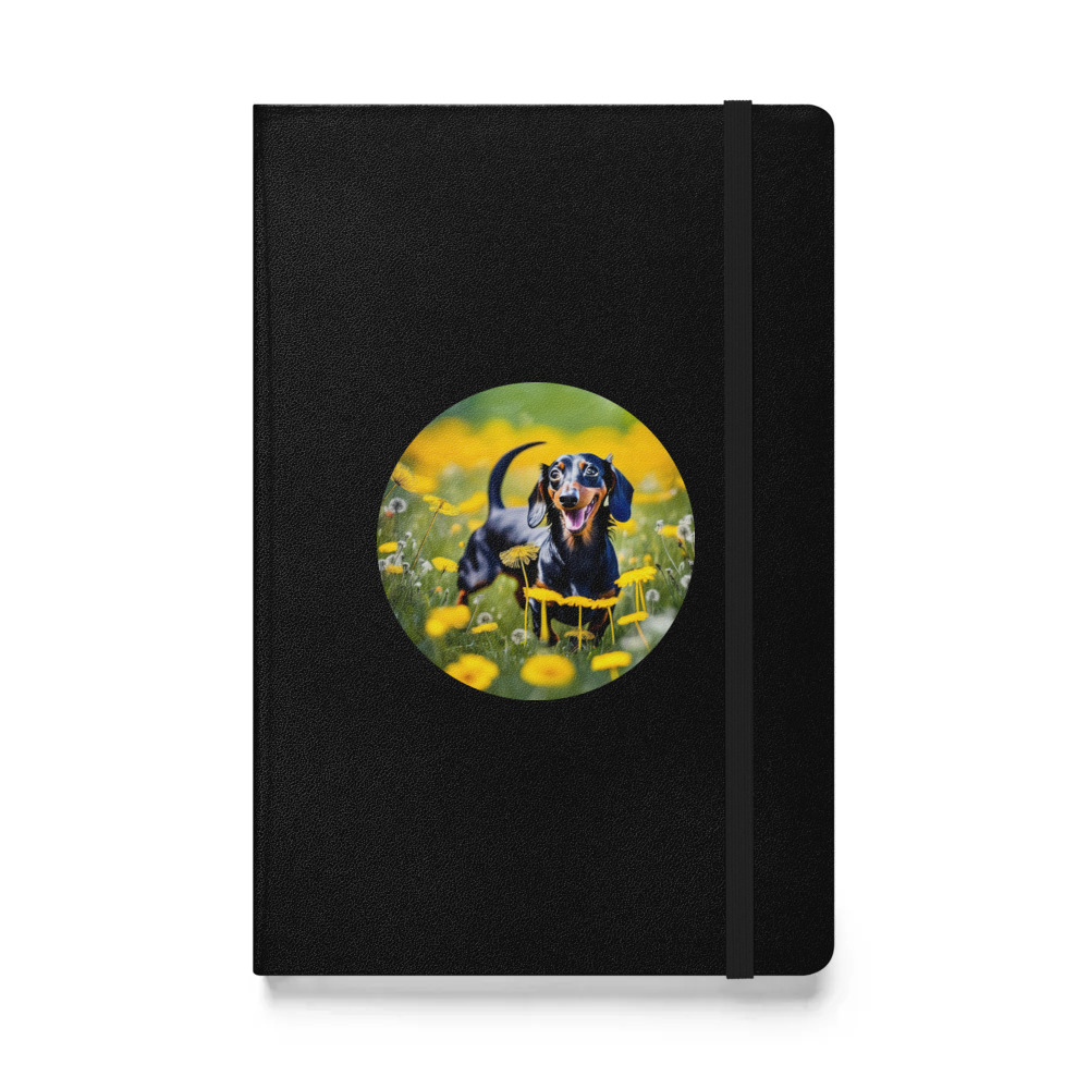 PugMug Custom Black Dachshund Hardcover Bound Notebook