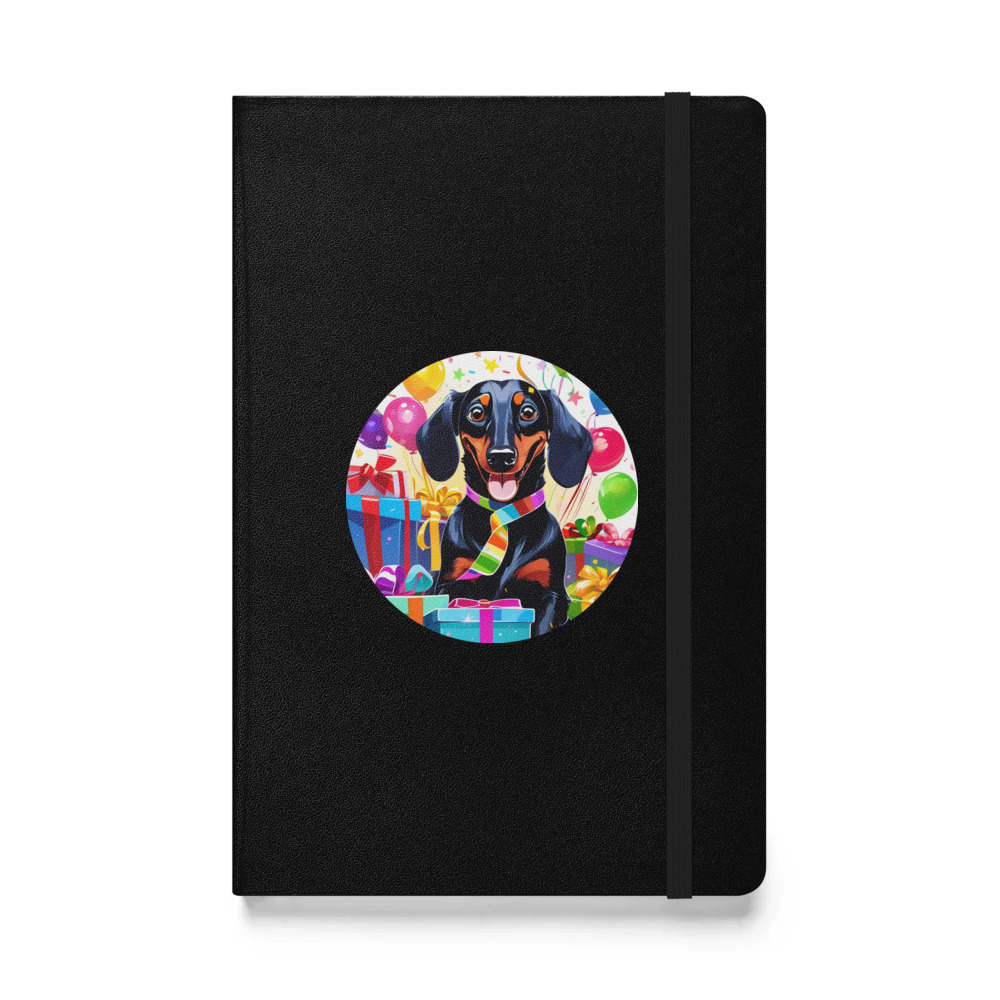 PugMug Custom Black Dachshund Hardcover Bound Notebook