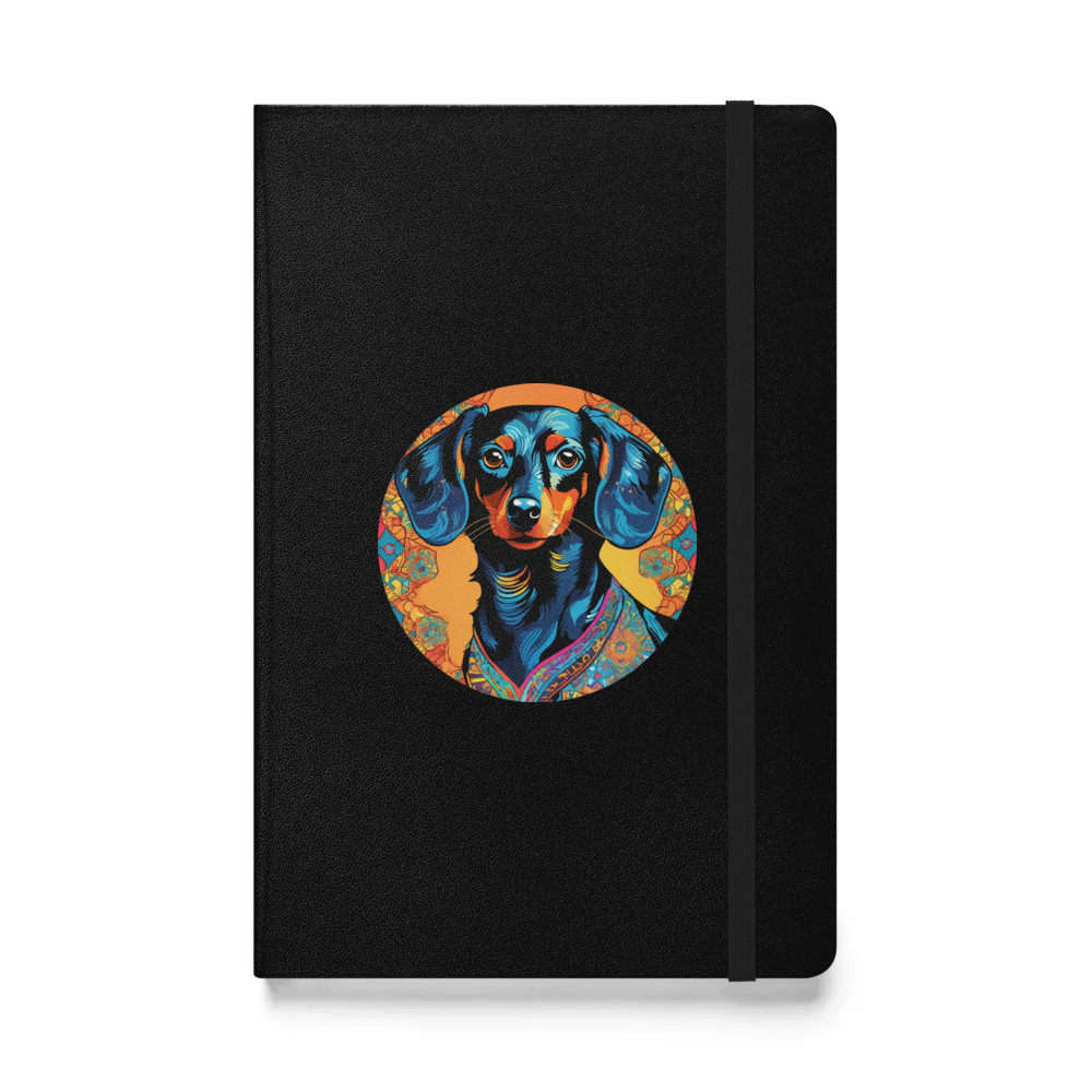 PugMug Custom Black Dachshund Hardcover Bound Notebook
