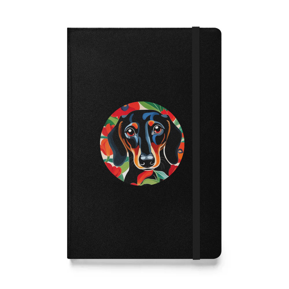 PugMug Custom Black Dachshund Hardcover Bound Notebook