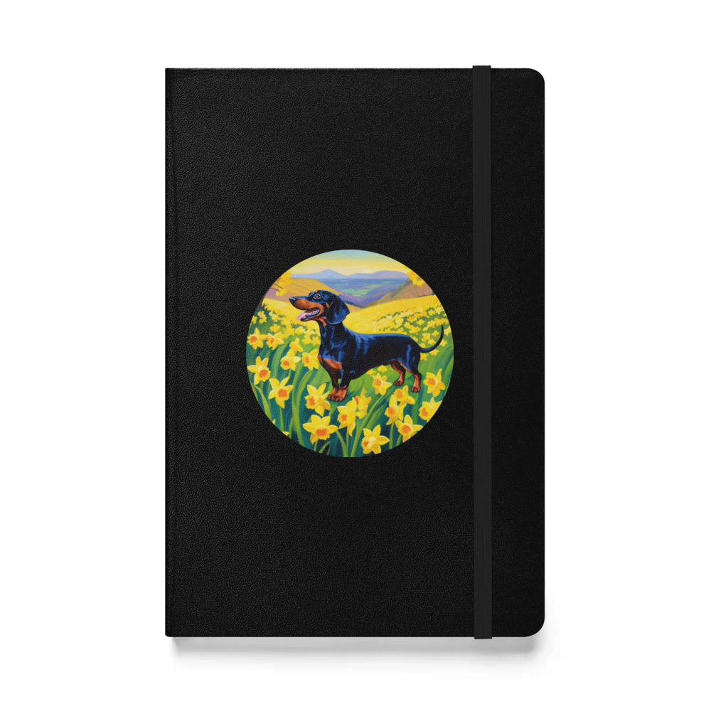 PugMug Custom Black Dachshund Hardcover Bound Notebook