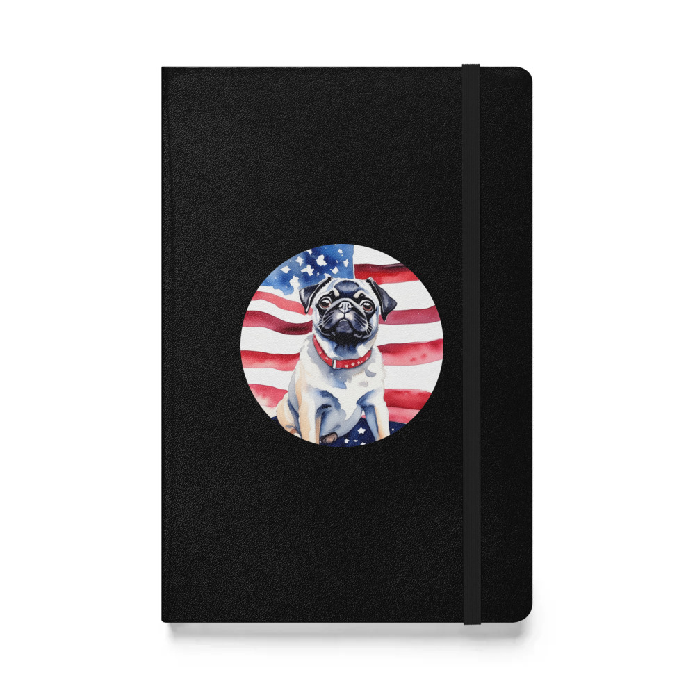 PugMug Custom Black Pug Hardcover Bound Notebook