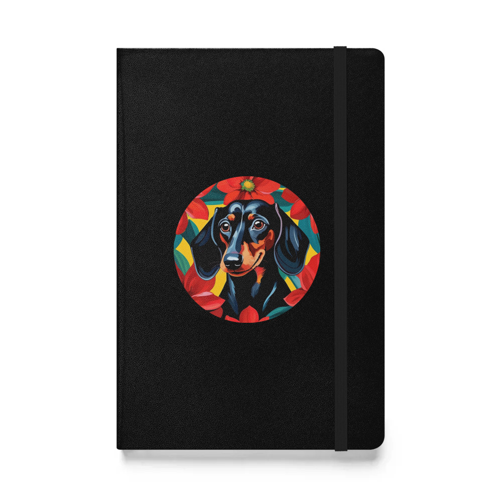PugMug Custom Black Dachshund Hardcover Bound Notebook