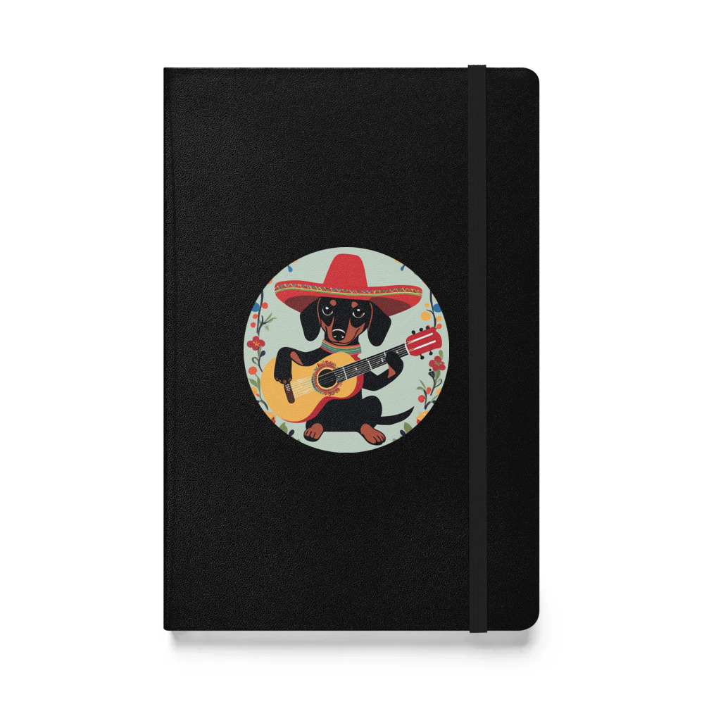 PugMug Custom Black Dachshund Hardcover Bound Notebook