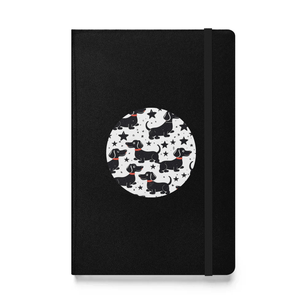 PugMug Custom Black Dachshund Hardcover Bound Notebook