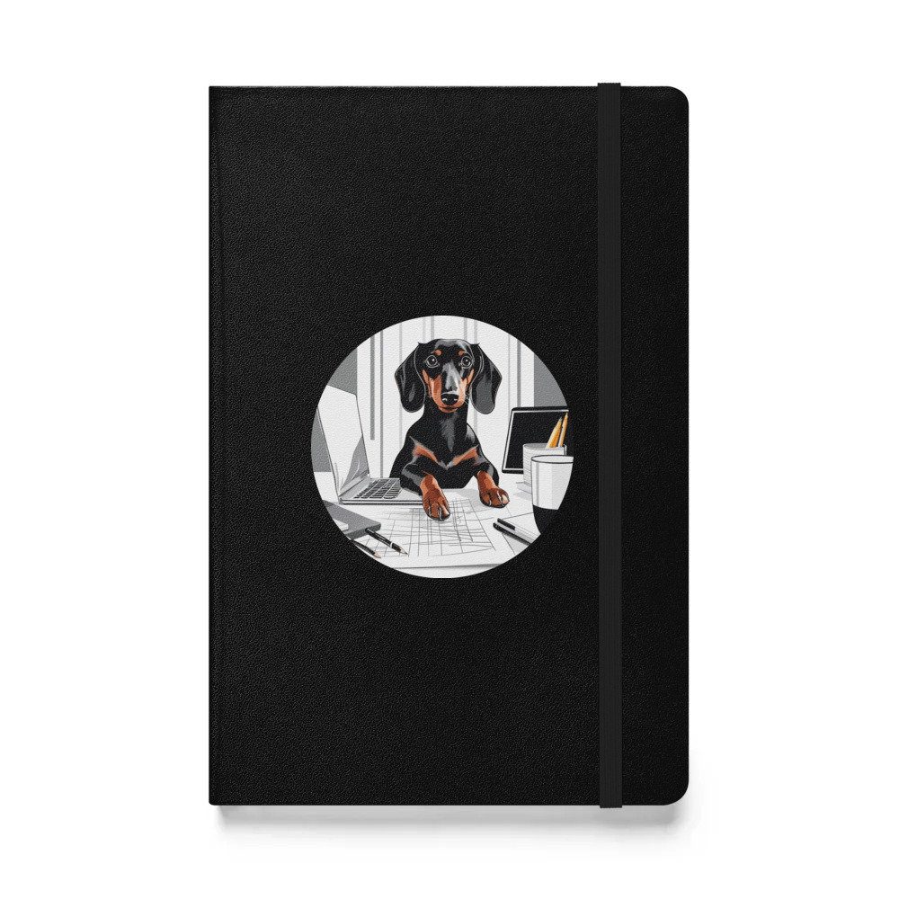 PugMug Custom Black Dachshund Hardcover Bound Notebook