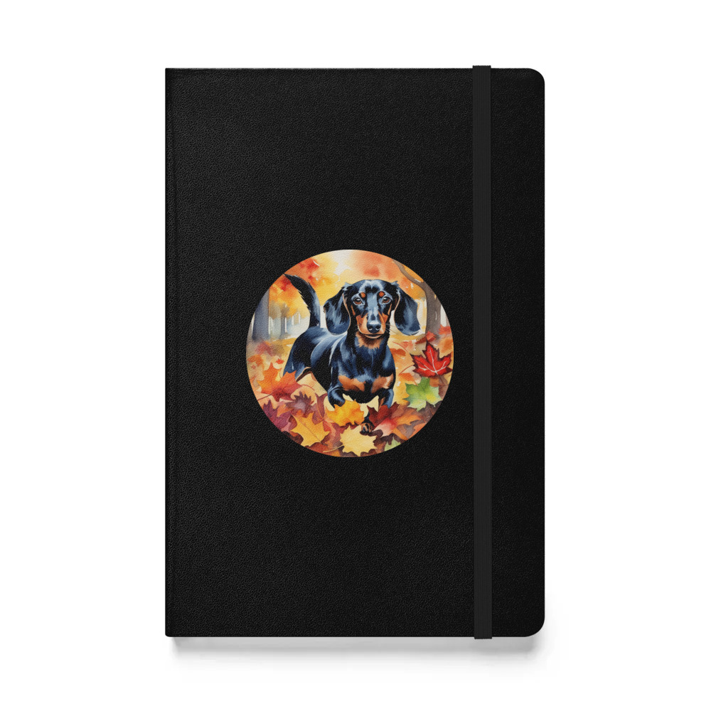 PugMug Custom Black Dachshund Hardcover Bound Notebook