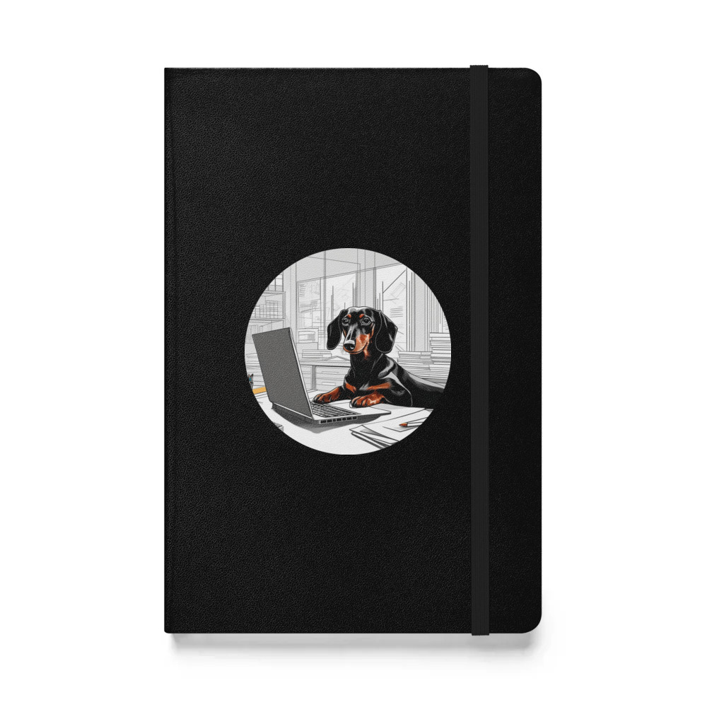 PugMug Custom Black Dachshund Hardcover Bound Notebook