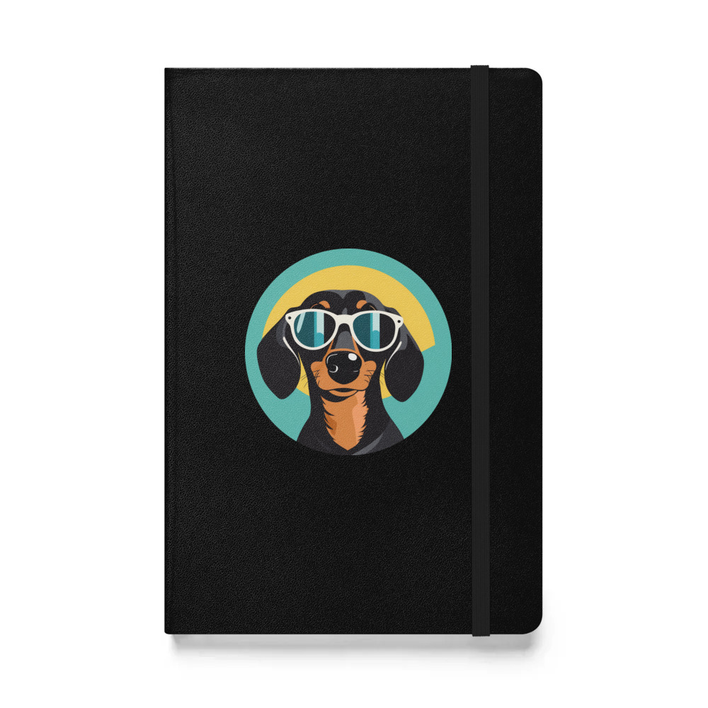 PugMug Custom Black Dachshund Hardcover Bound Notebook