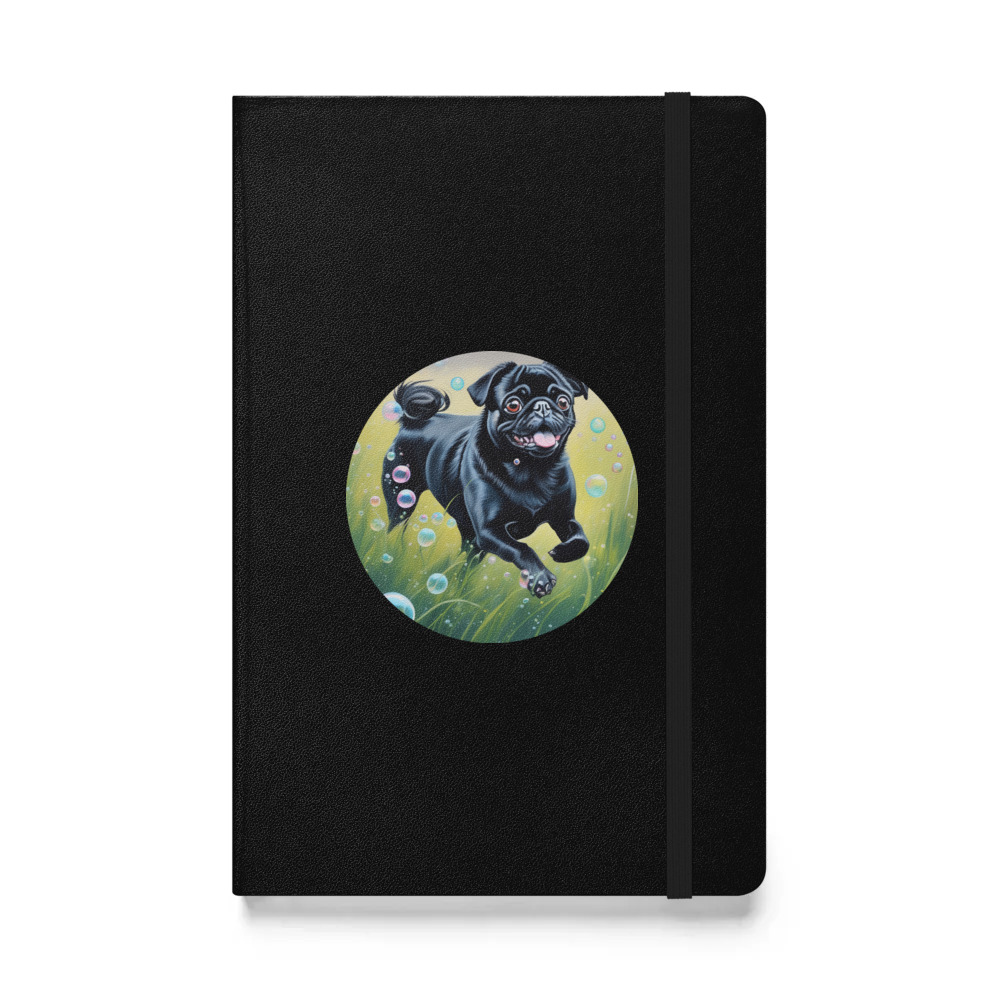 PugMug Custom Black Pug Hardcover Bound Notebook