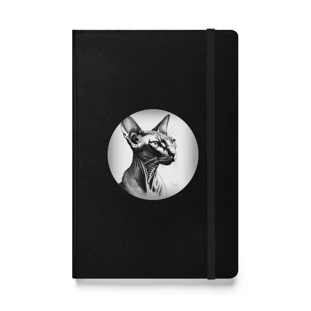PugMug Custom Black Sphynx Cat Hardcover Bound Notebook
