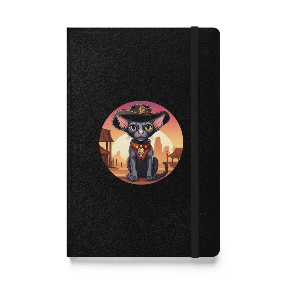 PugMug Custom Black Sphynx Cat Hardcover Bound Notebook