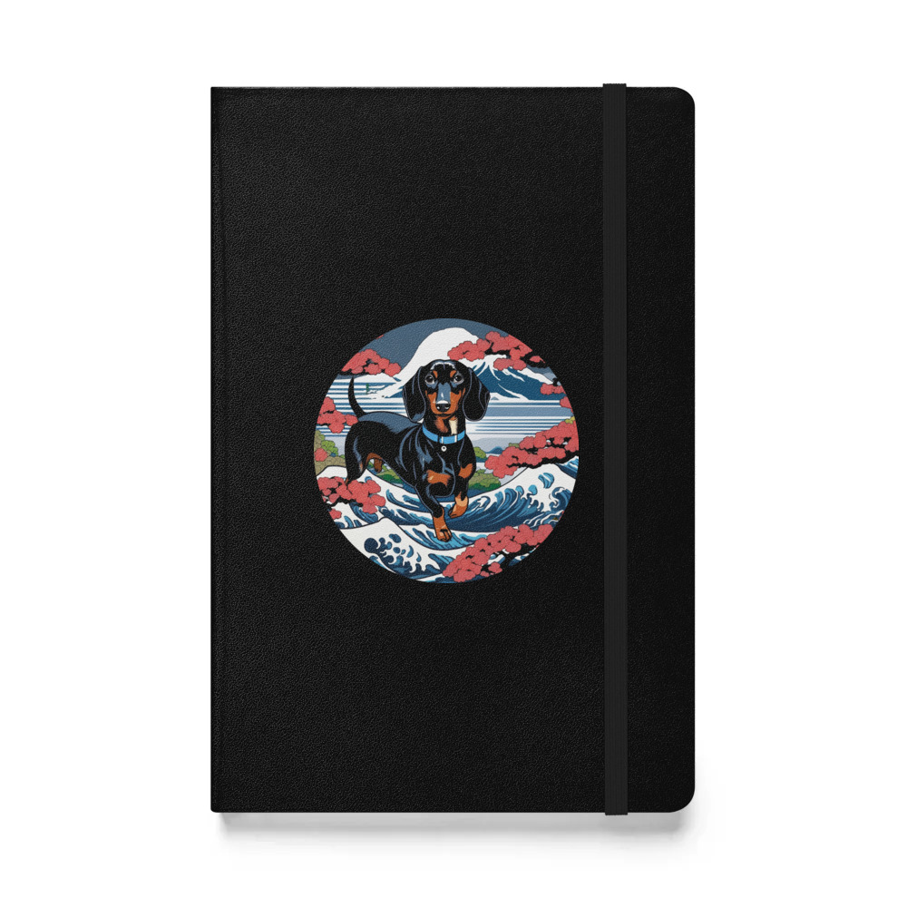 PugMug Custom Black Dachshund Hardcover Bound Notebook