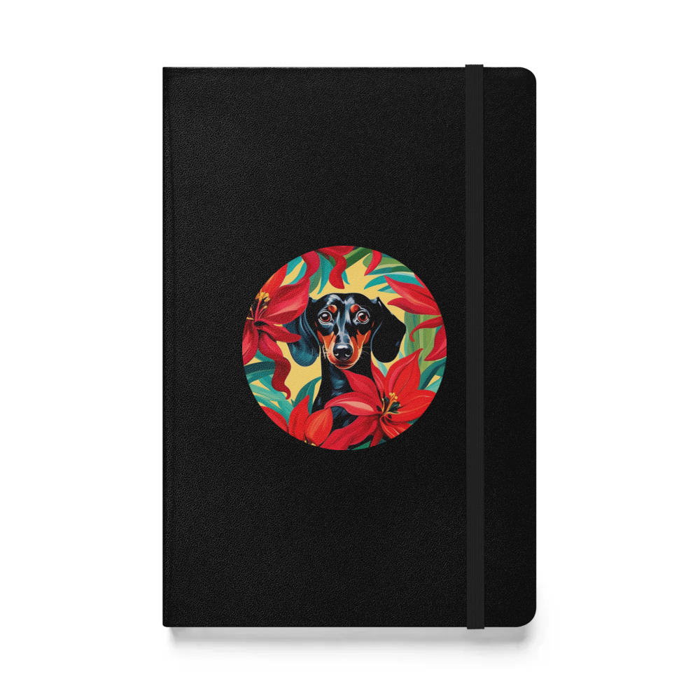 PugMug Custom Black Dachshund Hardcover Bound Notebook