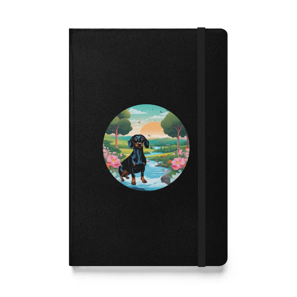 PugMug Custom Black Dachshund Hardcover Bound Notebook