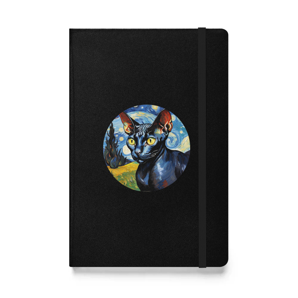 PugMug Custom Black Sphynx Cat Hardcover Bound Notebook