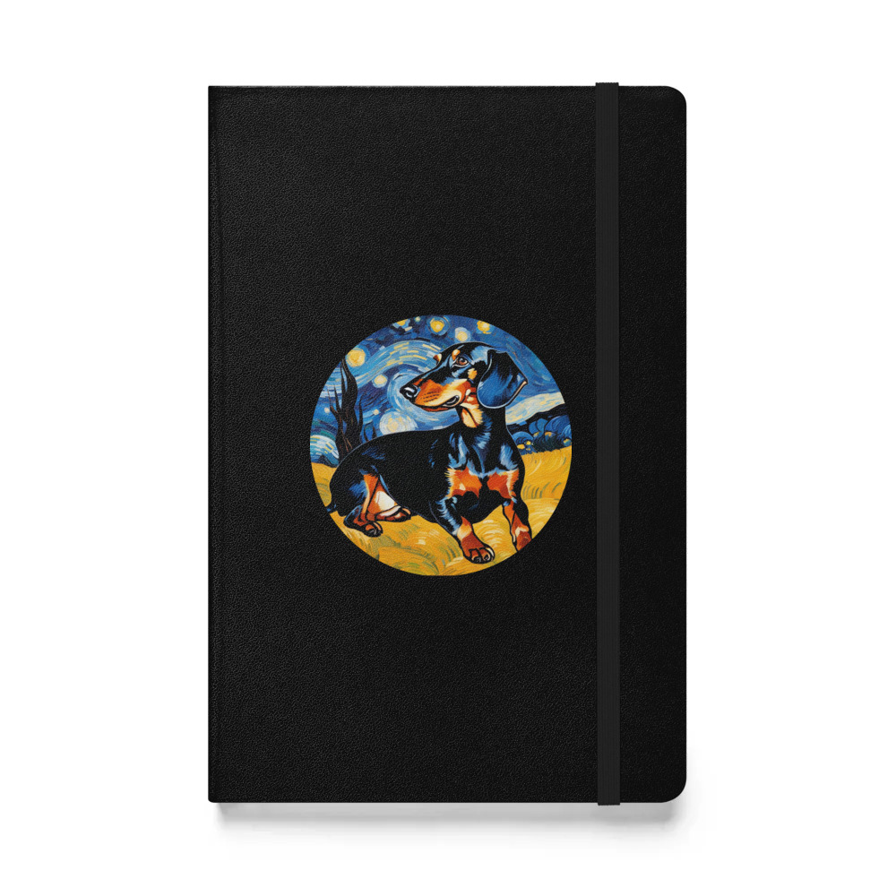 PugMug Custom Black Dachshund Hardcover Bound Notebook