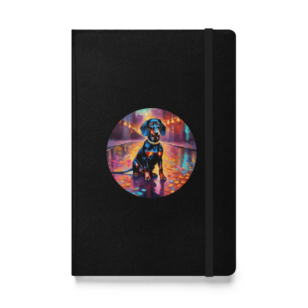 PugMug Custom Black Dachshund Hardcover Bound Notebook