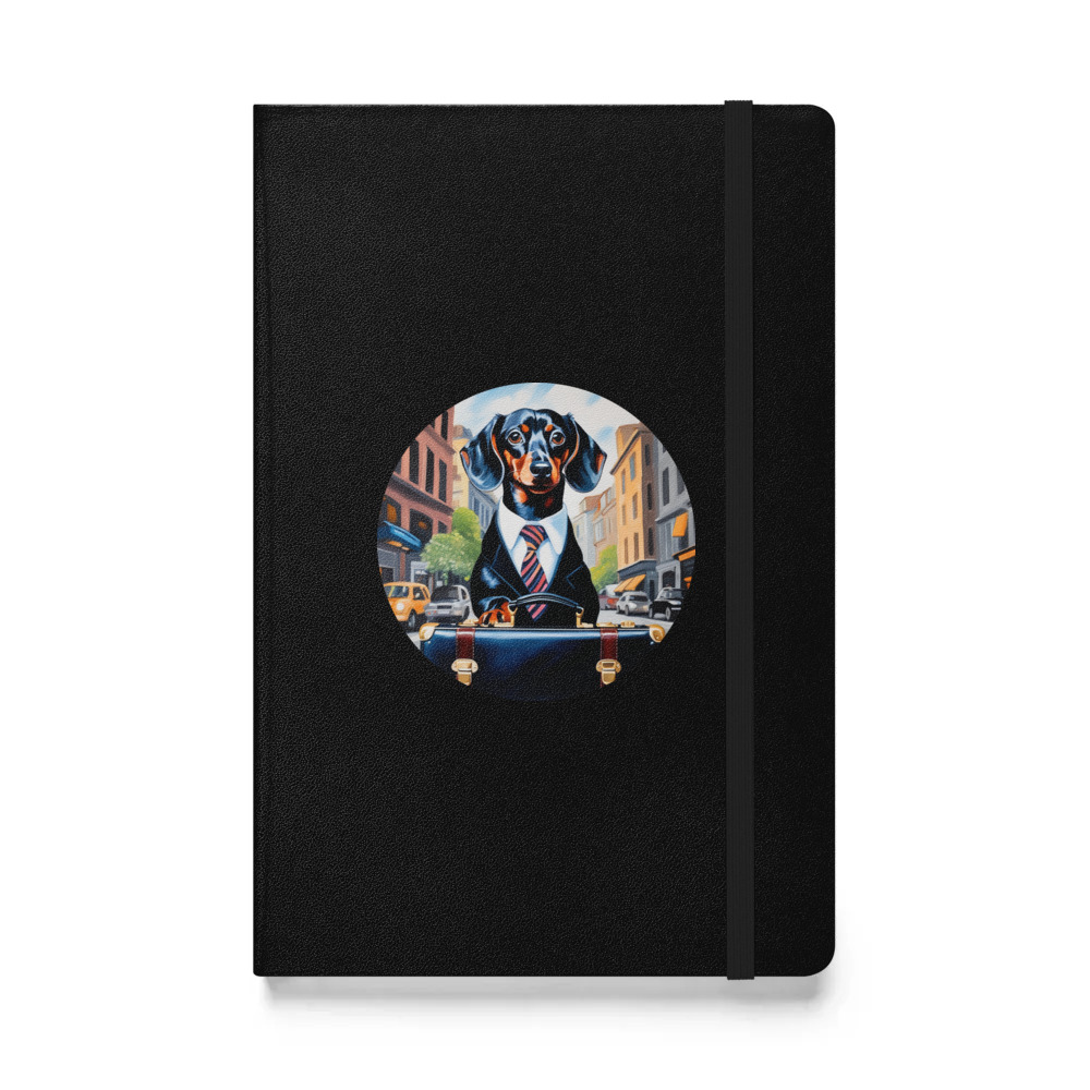 PugMug Custom Black Dachshund Hardcover Bound Notebook