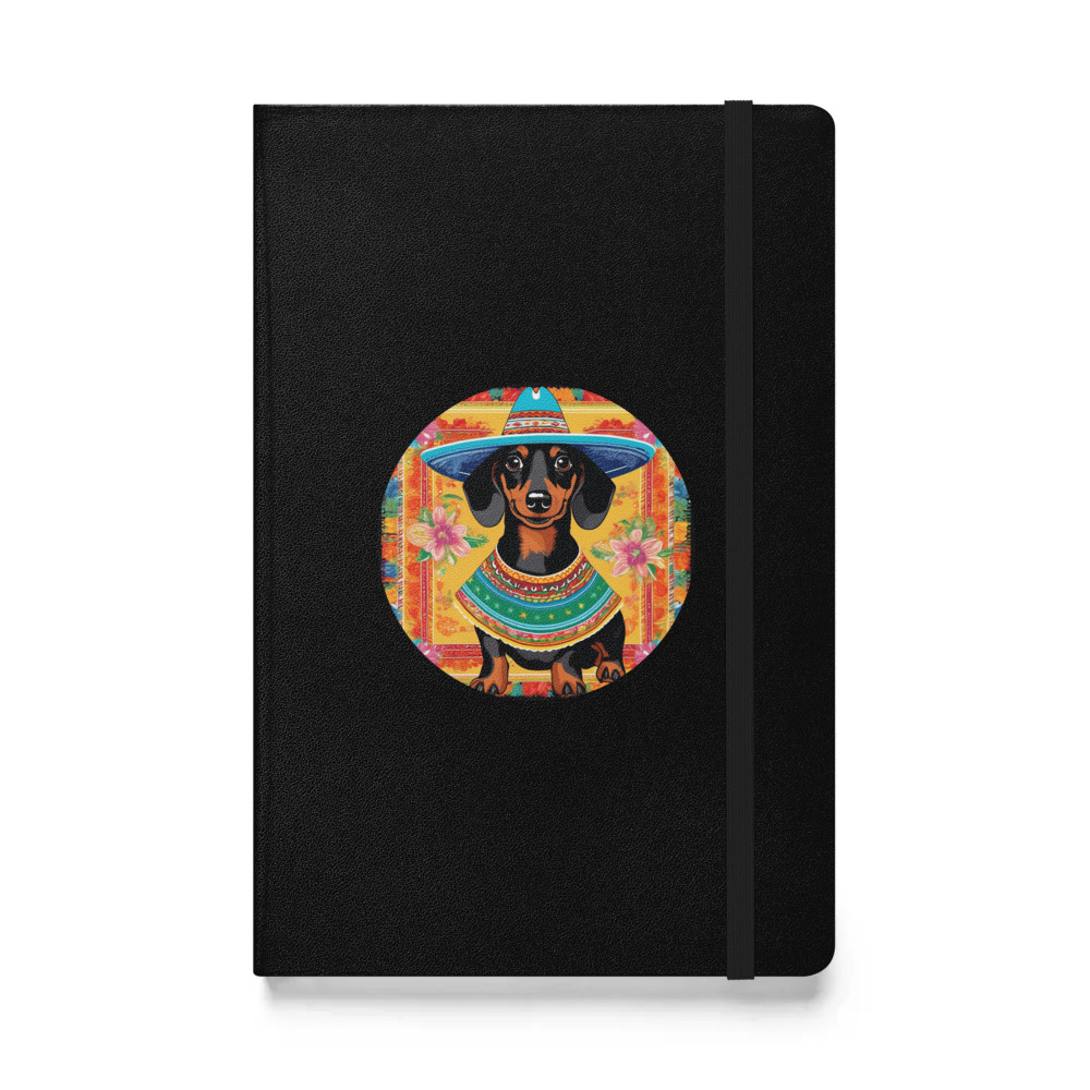 PugMug Custom Black Dachshund Hardcover Bound Notebook
